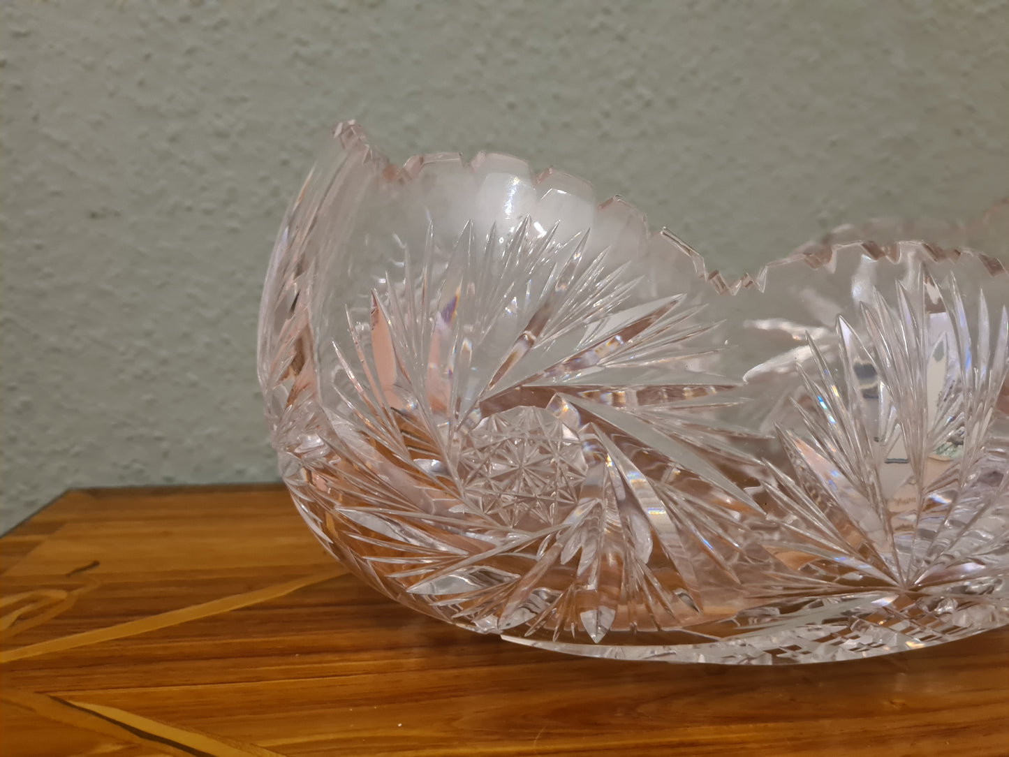 Große Bleikristallschale mit Stern Fächerdekor 30cm