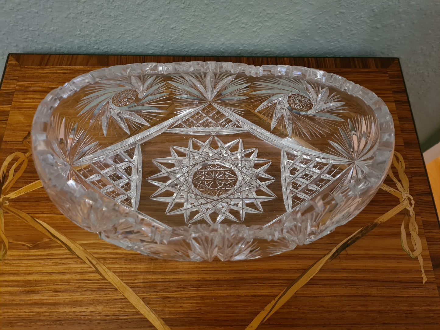 Große Bleikristallschale mit Stern Fächerdekor 30cm