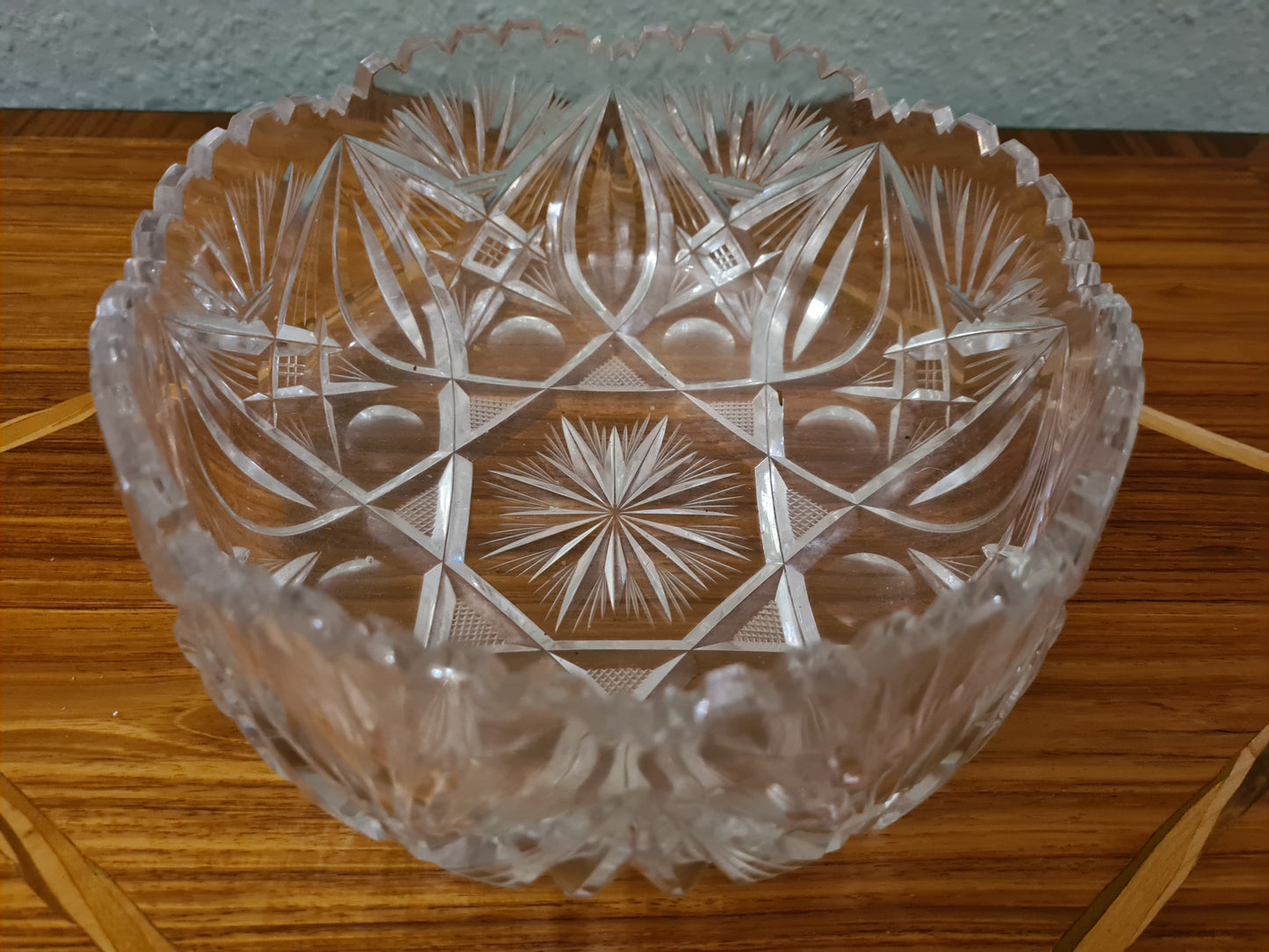 Obstschale Anbietschale Antik Glas Sternschliff Kristallglas 20cm