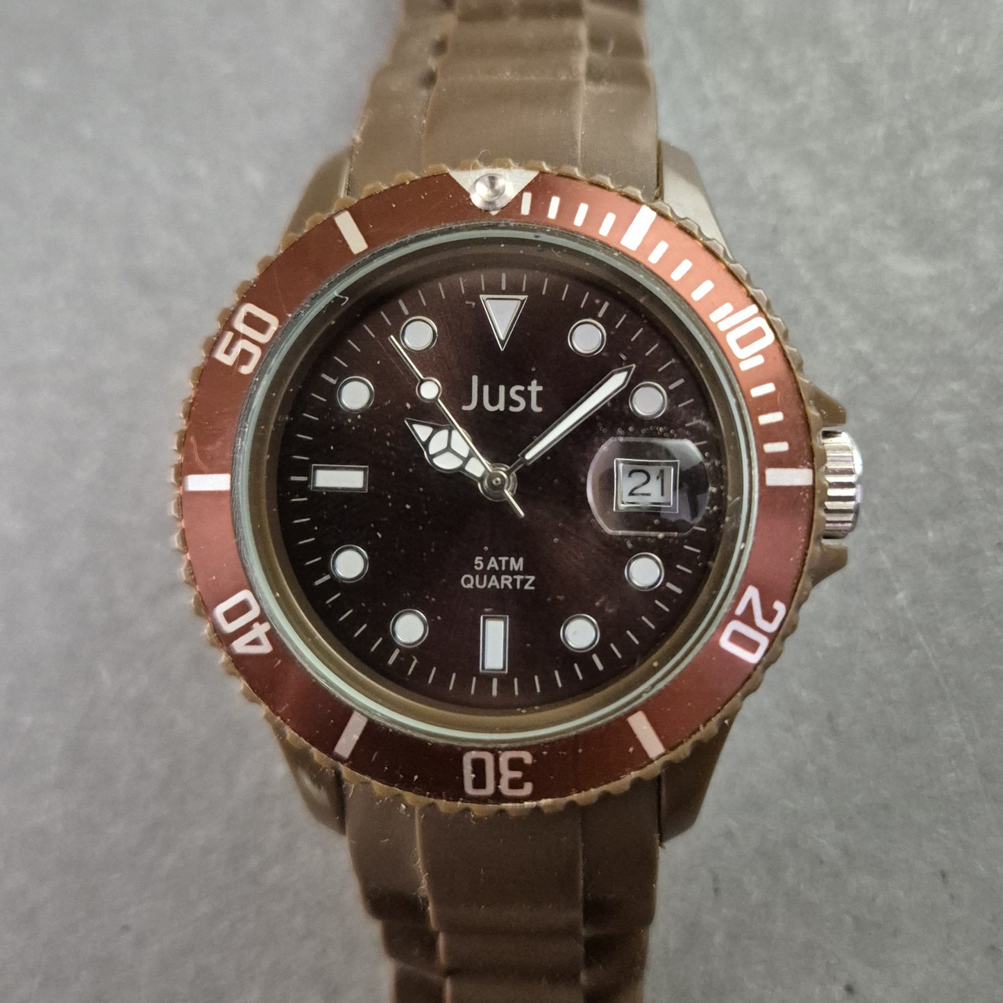 Sportliche Just Damenarmband Uhr – Braun mit Datumsanzeige