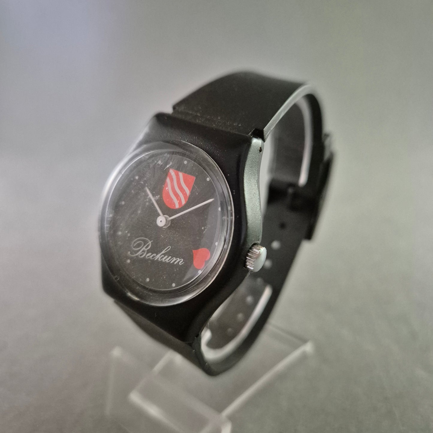 Schwarze Beckum Souvenir-Uhr – Liebhaber-Stück mit Stadtwappen