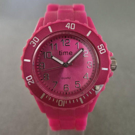 Knallige Time Unisex-Armbanduhr – Pinkes Design mit Sportlook