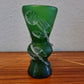 Antike Sammlervase  Grünes Glas mit Applikationen 17x8cm