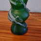 Antike Sammlervase  Grünes Glas mit Applikationen 17x8cm