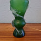 Antike Sammlervase  Grünes Glas mit Applikationen 17x8cm
