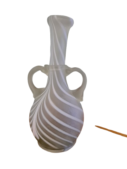 Antike Sammlervase Henkelvase Glas Vase Signiert 1980 21x9cm