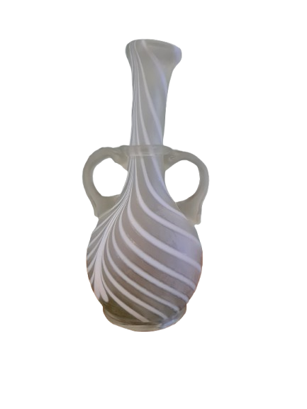 Antike Sammlervase Henkelvase Glas Vase Signiert 1980 21x9cm