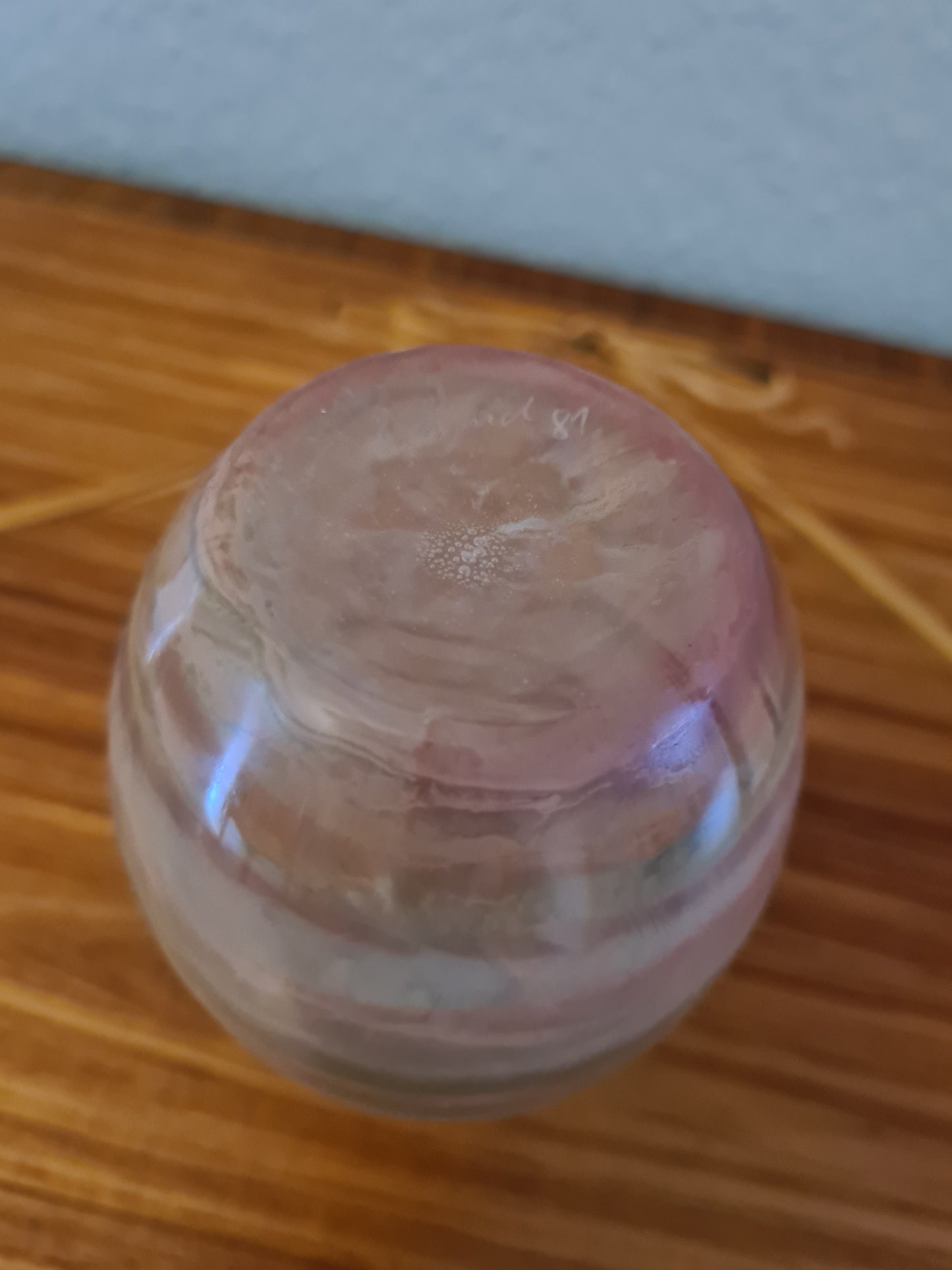 GLASBLÄSEREI SCHMID Signiert 1981 Vase Sammlerglas 15x7cm