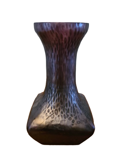 Künstlerische Glasvase Sammlerglas mit strukturierter Oberfläche 14x8cm