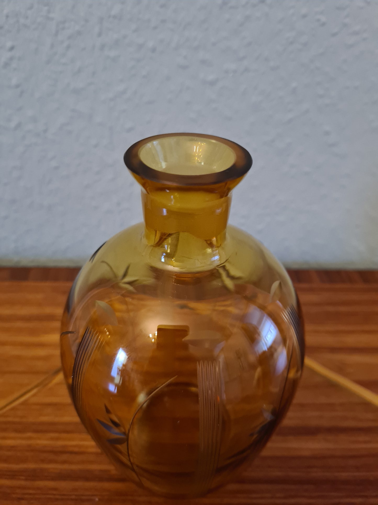ART DECO LIKÖRKARAFFE FLAKON Bernstein Glas Gefäß 24x10cm