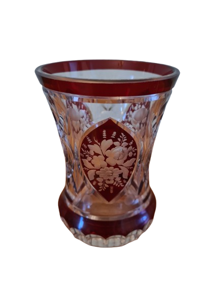 Trichter Glas Prunkglas Handarbeit Goldrand Becher Kristallglas 12x9cm