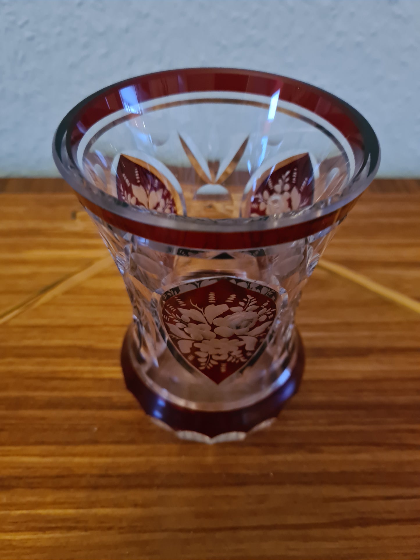 Trichter Glas Prunkglas Handarbeit Goldrand Becher Kristallglas 12x9cm