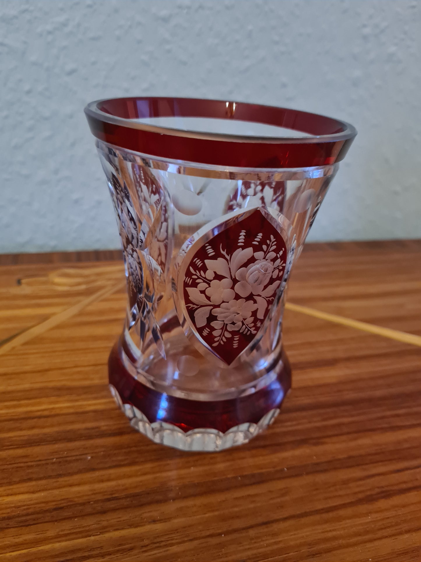 Trichter Glas Prunkglas Handarbeit Goldrand Becher Kristallglas 12x9cm