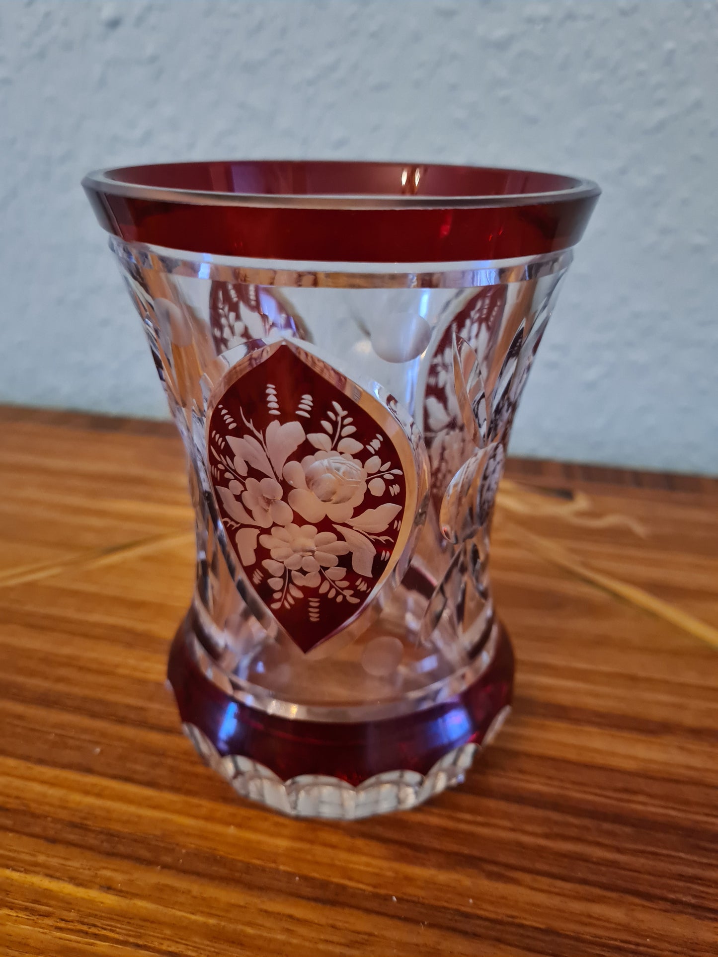 Trichter Glas Prunkglas Handarbeit Goldrand Becher Kristallglas 12x9cm
