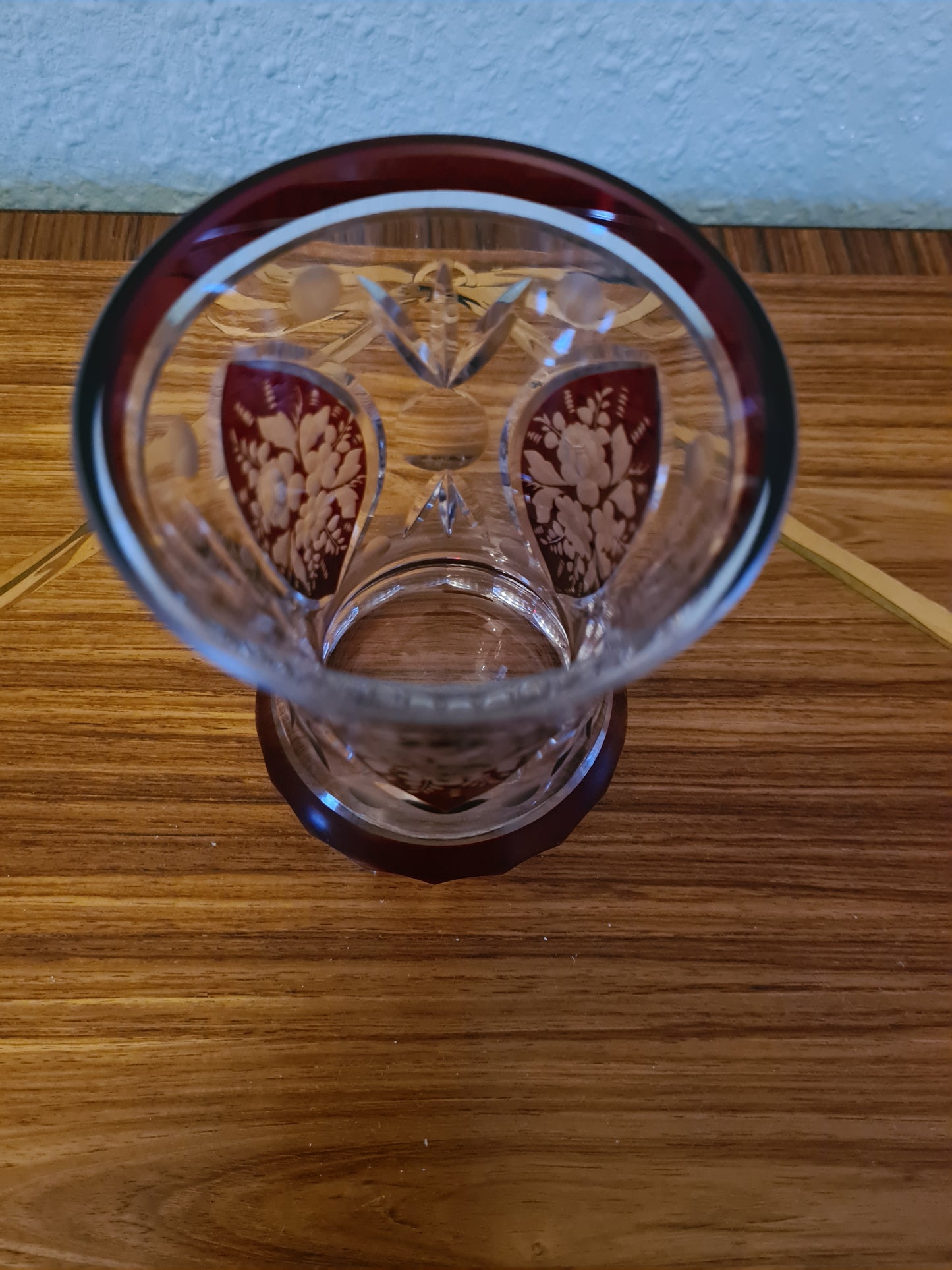 Trichter Glas Prunkglas Handarbeit Goldrand Becher Kristallglas 12x9cm