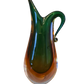 Murano Glas Zipfelvase Grün Künstler Glas Mid Century Vase 18x8cm