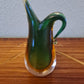 Murano Glas Zipfelvase Grün Künstler Glas Mid Century Vase 18x8cm