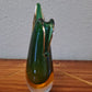 Murano Glas Zipfelvase Grün Künstler Glas Mid Century Vase 18x8cm