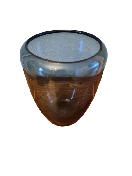 Rauchglas Sammlervase Glas Blumenvase Grau-Blau 20x15 cm