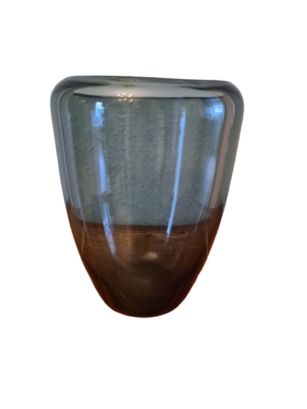 Rauchglas Sammlervase Glas Blumenvase Grau-Blau 20x15 cm