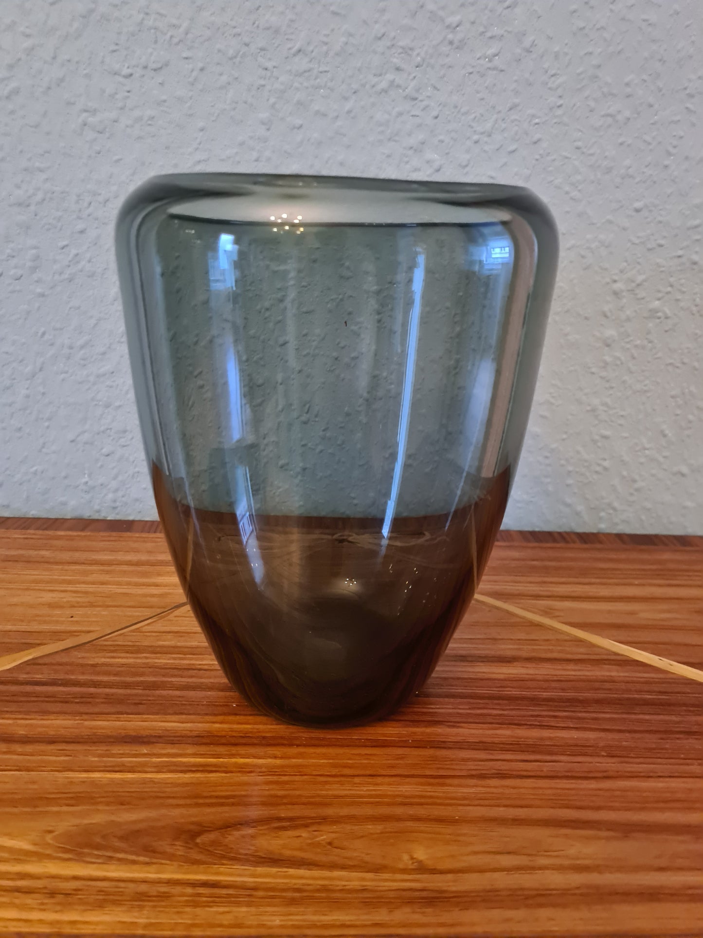 Rauchglas Sammlervase Glas Blumenvase Grau-Blau 20x15 cm