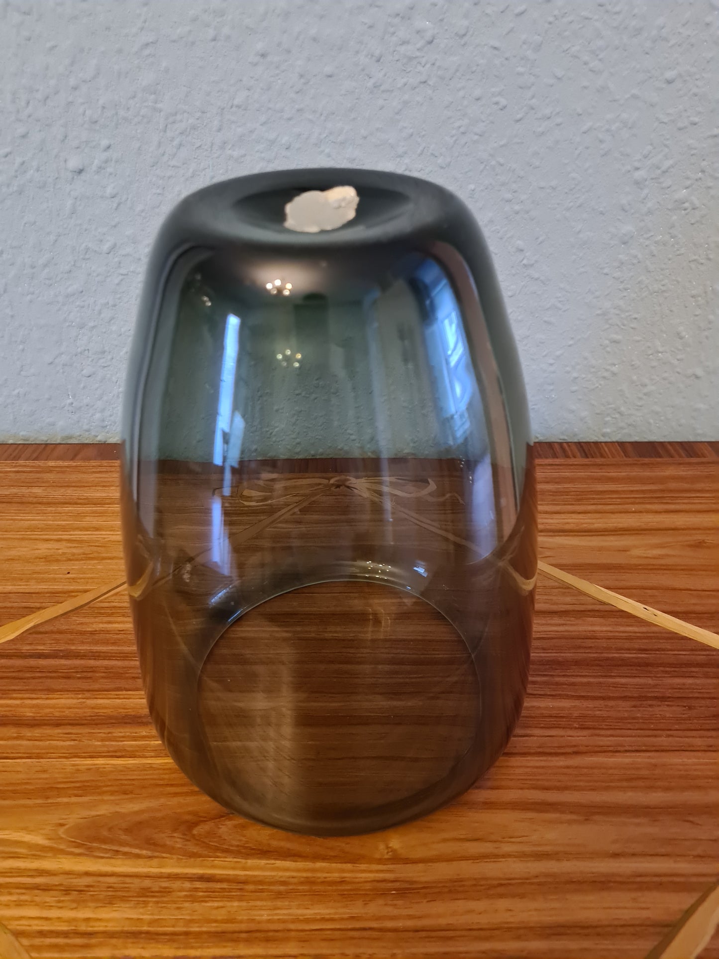 Rauchglas Sammlervase Glas Blumenvase Grau-Blau 20x15 cm