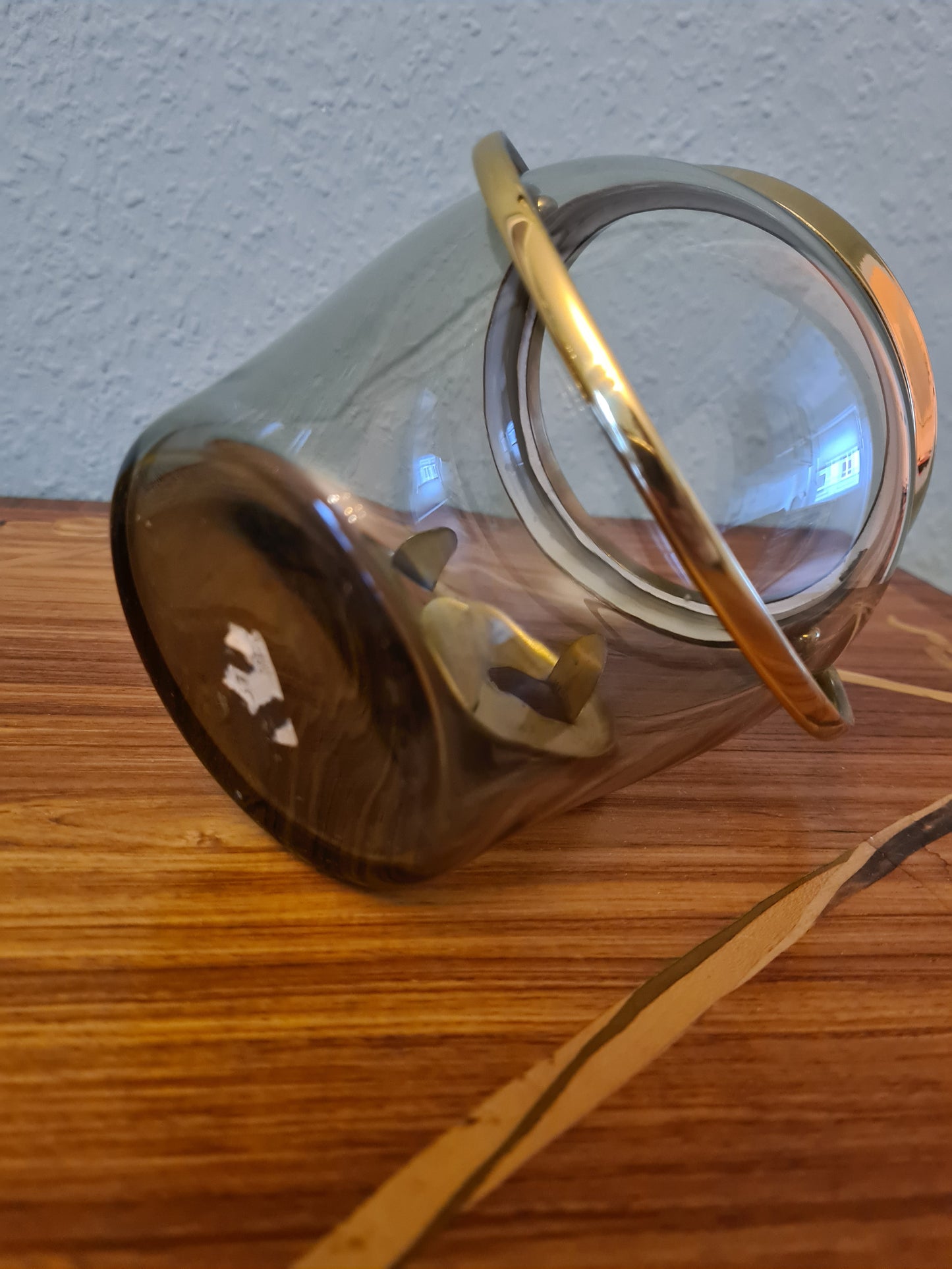 Eiskübel Eiswürfel Behälter Glas Messing Ice Bucket Vintage 15x11cm