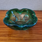Vintage Aschenbecher Glas Blau Muranoglas Midcentury 15x6cm