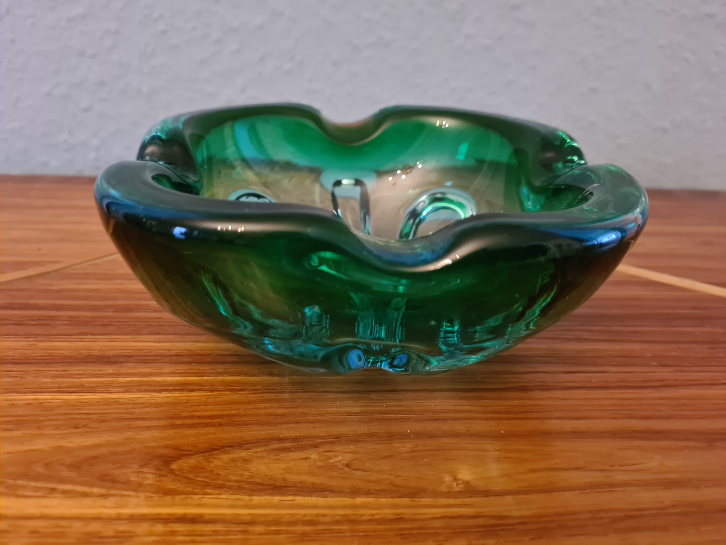 Vintage Aschenbecher Glas Blau Muranoglas Midcentury 15x6cm