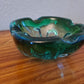 Vintage Aschenbecher Glas Blau Muranoglas Midcentury 15x6cm