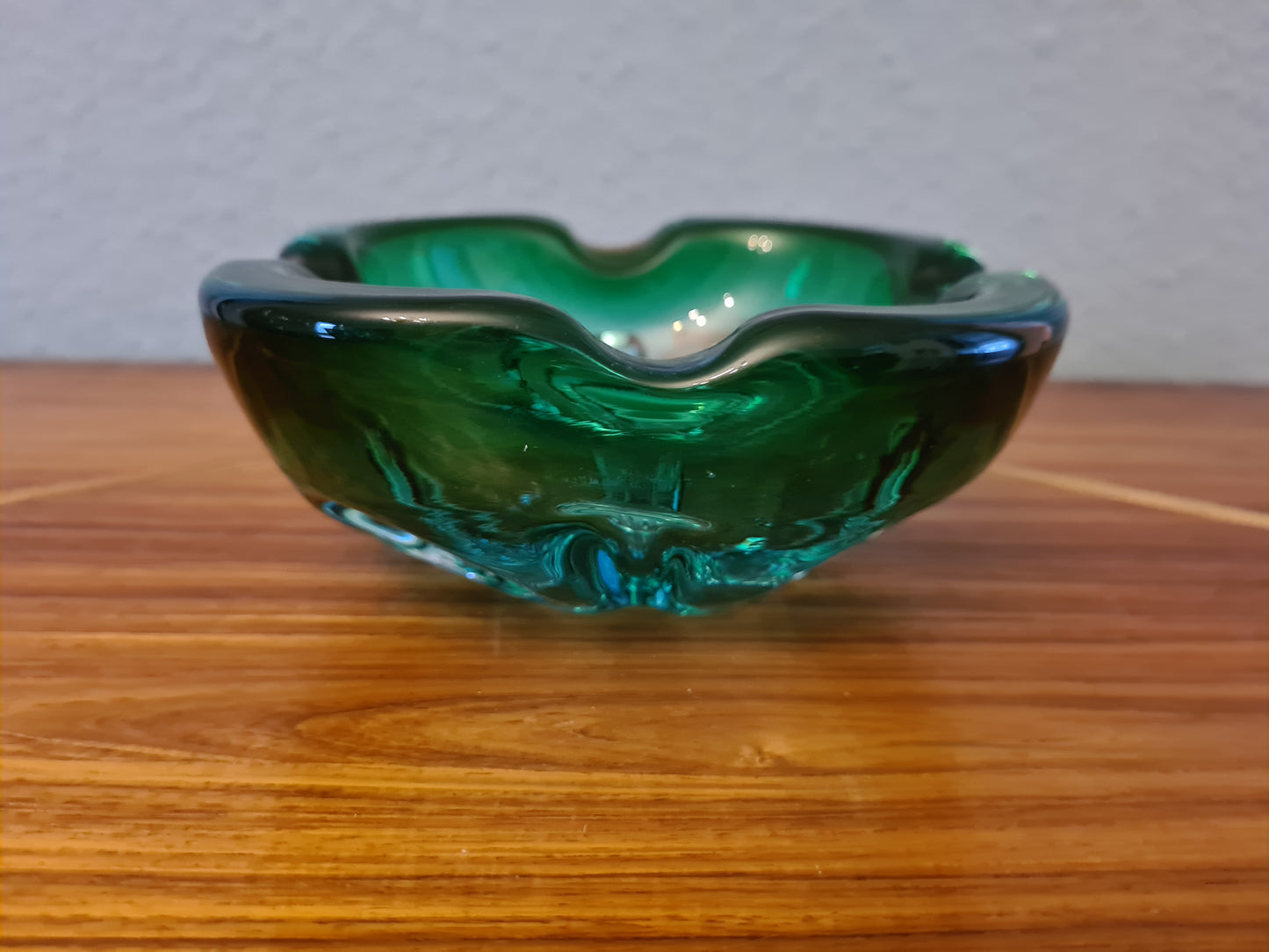 Vintage Aschenbecher Glas Blau Muranoglas Midcentury 15x6cm