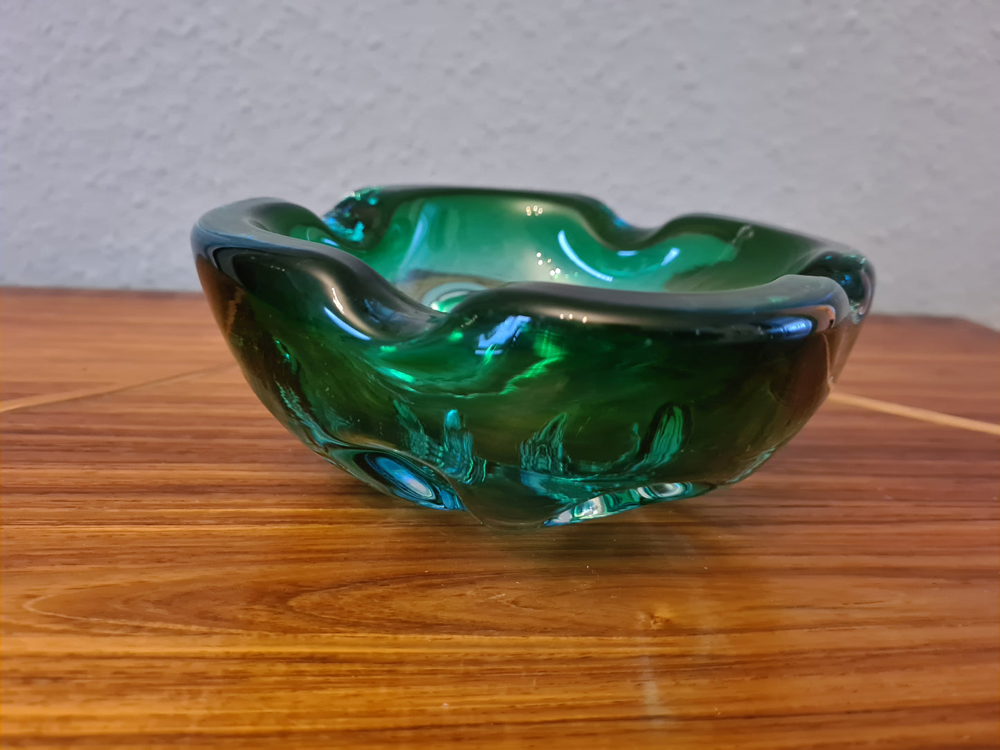 Vintage Aschenbecher Glas Blau Muranoglas Midcentury 15x6cm