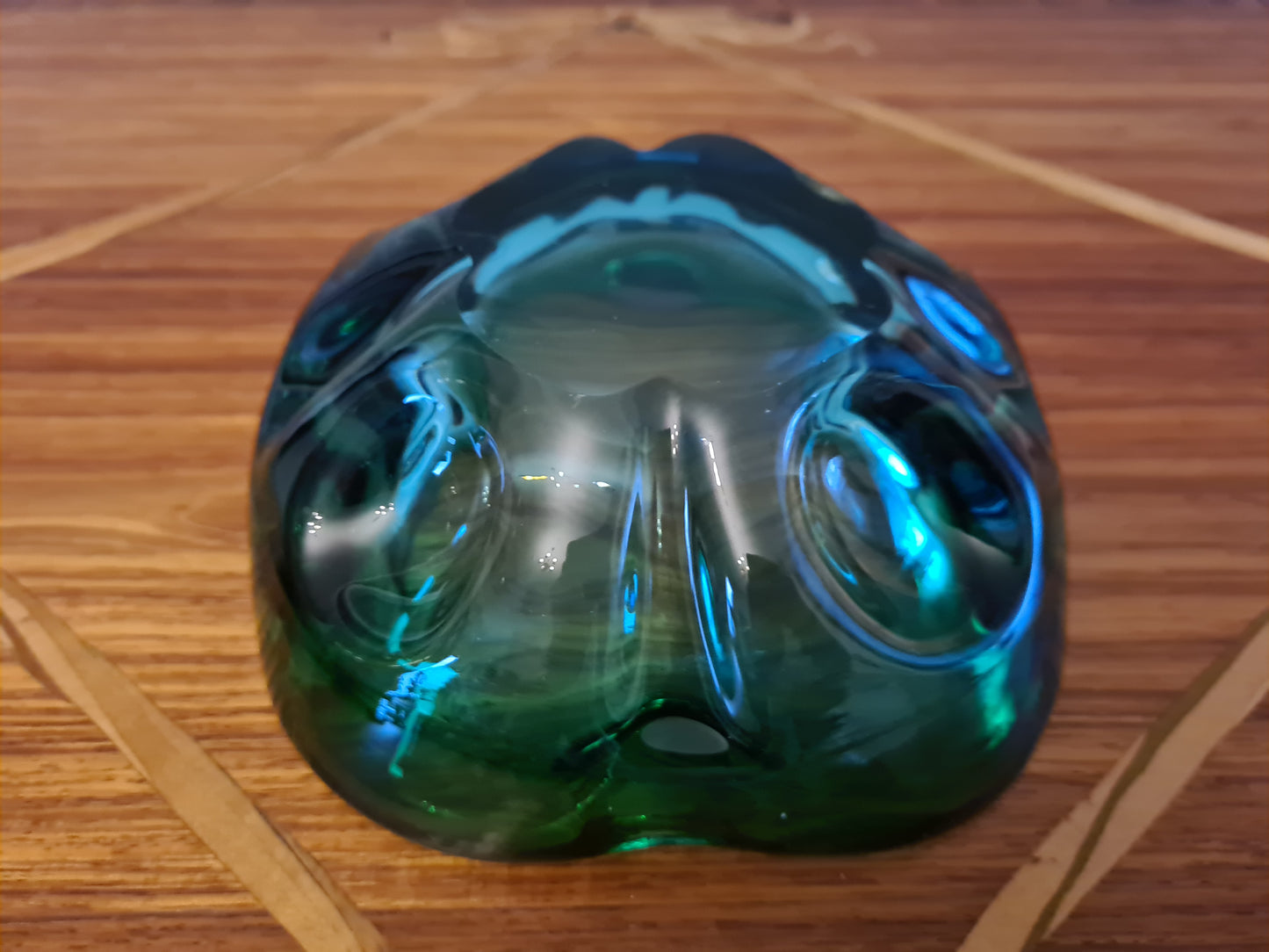 Vintage Aschenbecher Glas Blau Muranoglas Midcentury 15x6cm