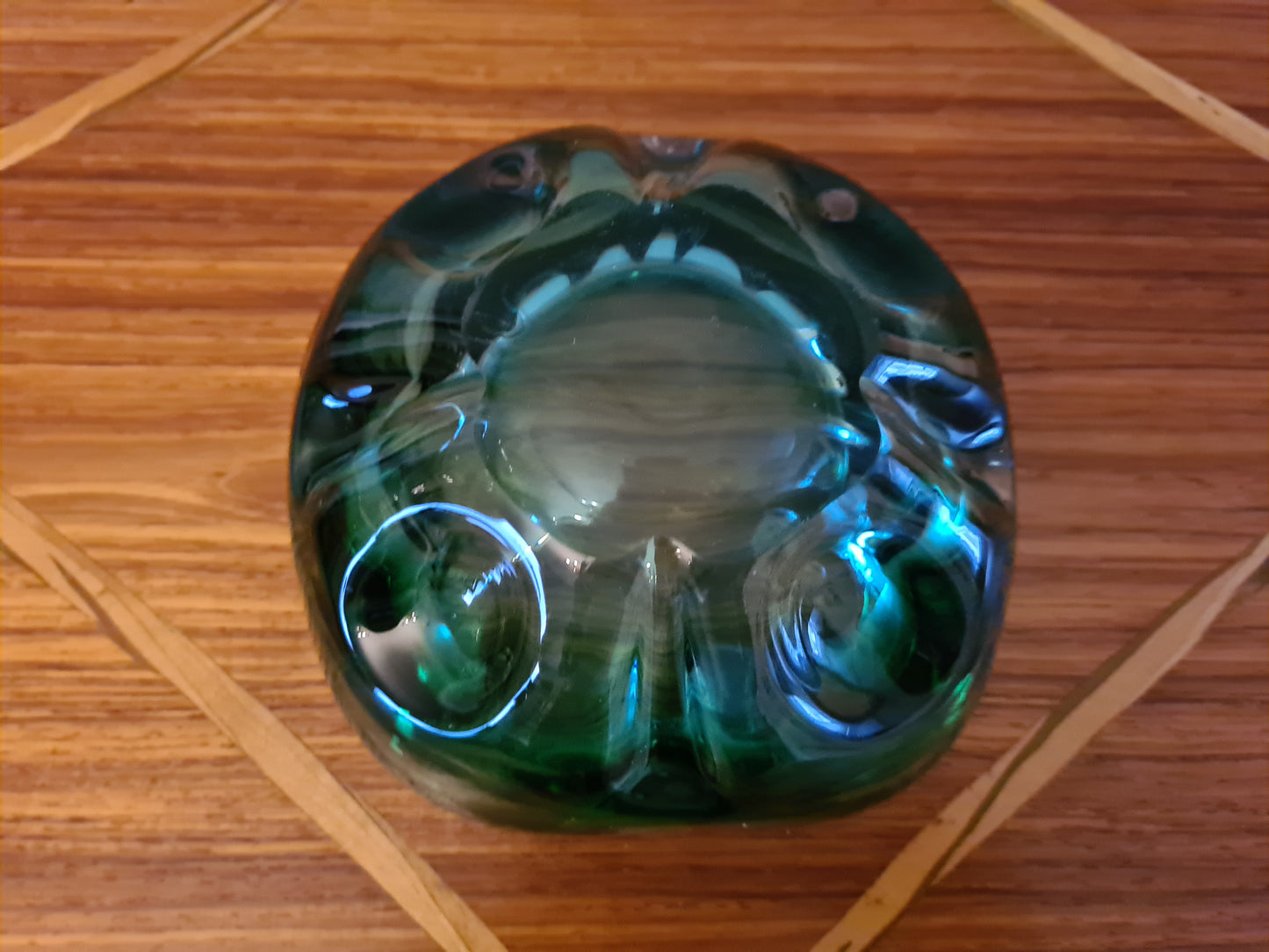 Vintage Aschenbecher Glas Blau Muranoglas Midcentury 15x6cm