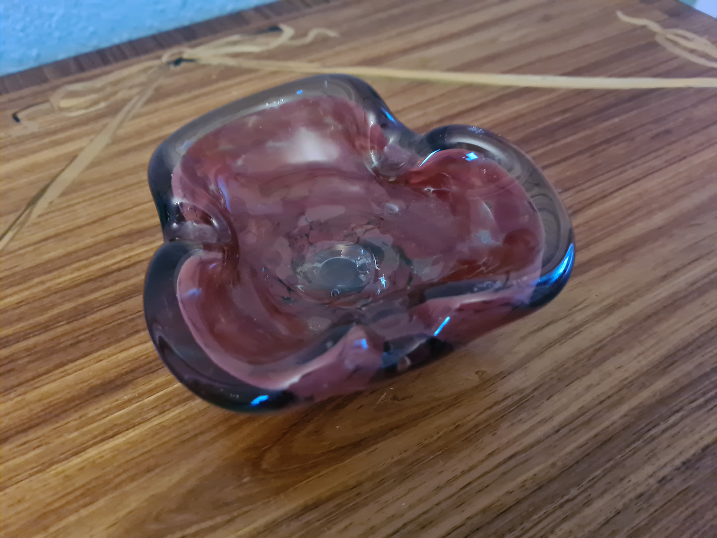 Italienischer Murano Glas Aschenbecher Violett 13x10cm