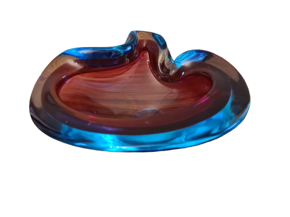 Italienischer Murano Glas Aschenbecher in Violett 18x7 cm