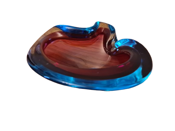 Italienischer Murano Glas Aschenbecher in Violett 18x7 cm