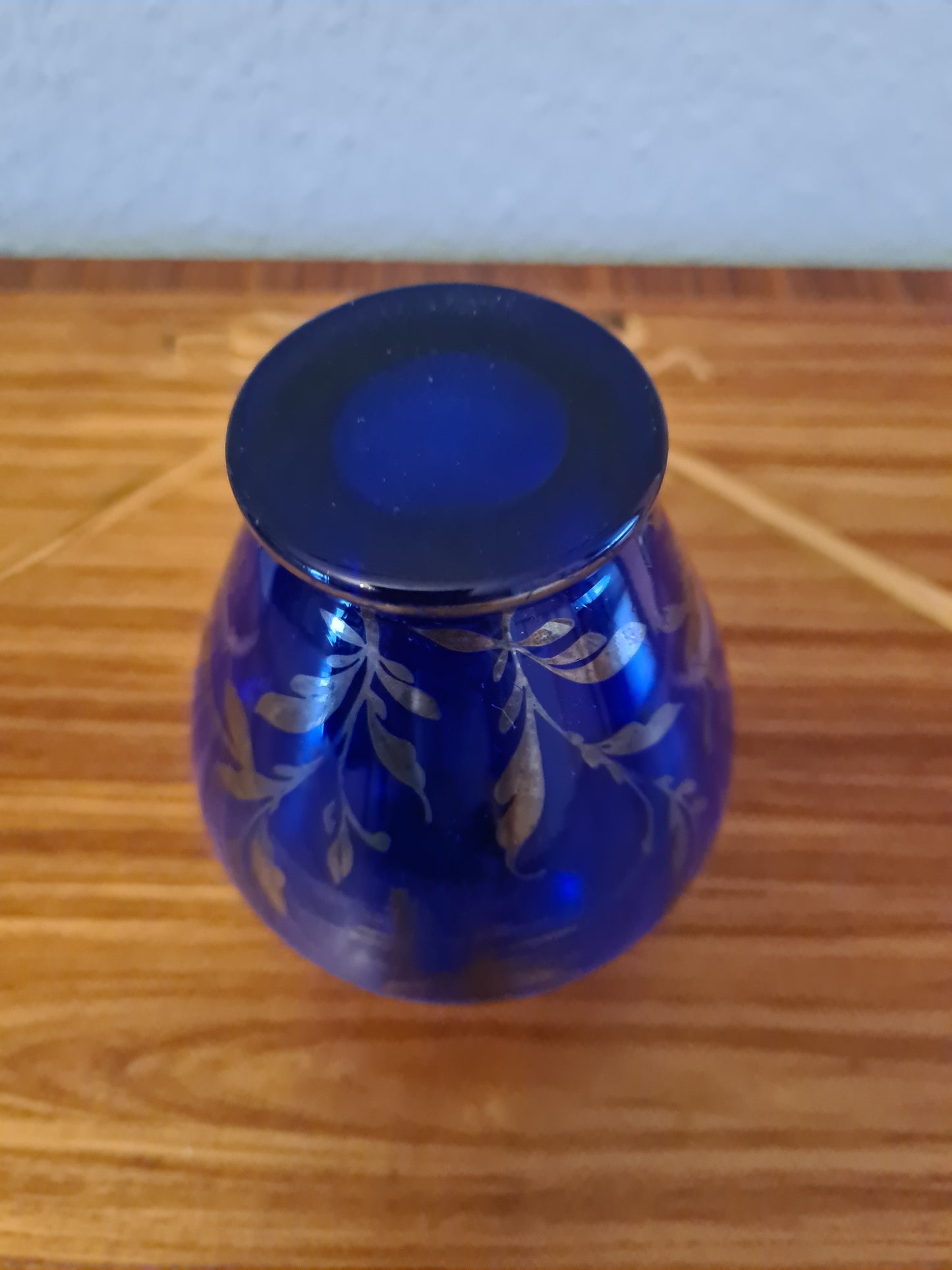 Glas Vase mit Silber Malerei Handarbeit Florenz Italy 14x8cm