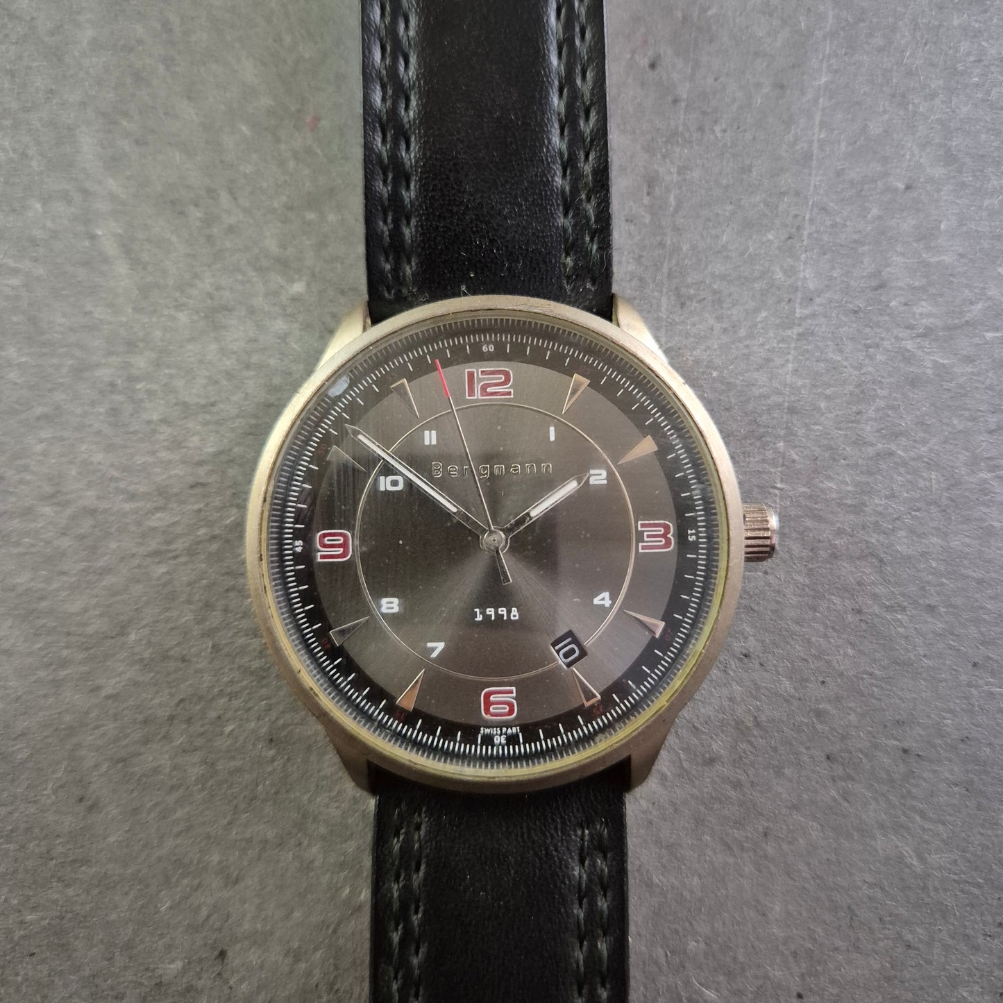 Bergmann Herrenarmbanduhr – Klassisches Design mit Lederarmband