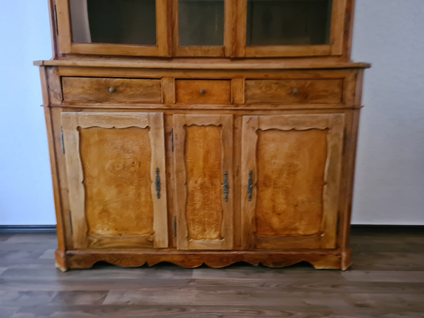 Büffetschrank Vitrine Schrank Bücherregal 2 tlg. Massiv Antik 210cm