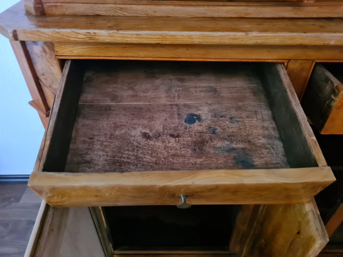 Büffetschrank Vitrine Schrank Bücherregal 2 tlg. Massiv Antik 210cm