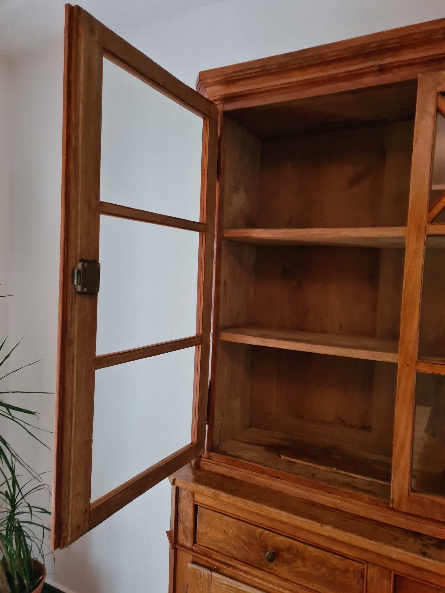 Büffetschrank Vitrine Schrank Bücherregal 2 tlg. Massiv Antik 210cm