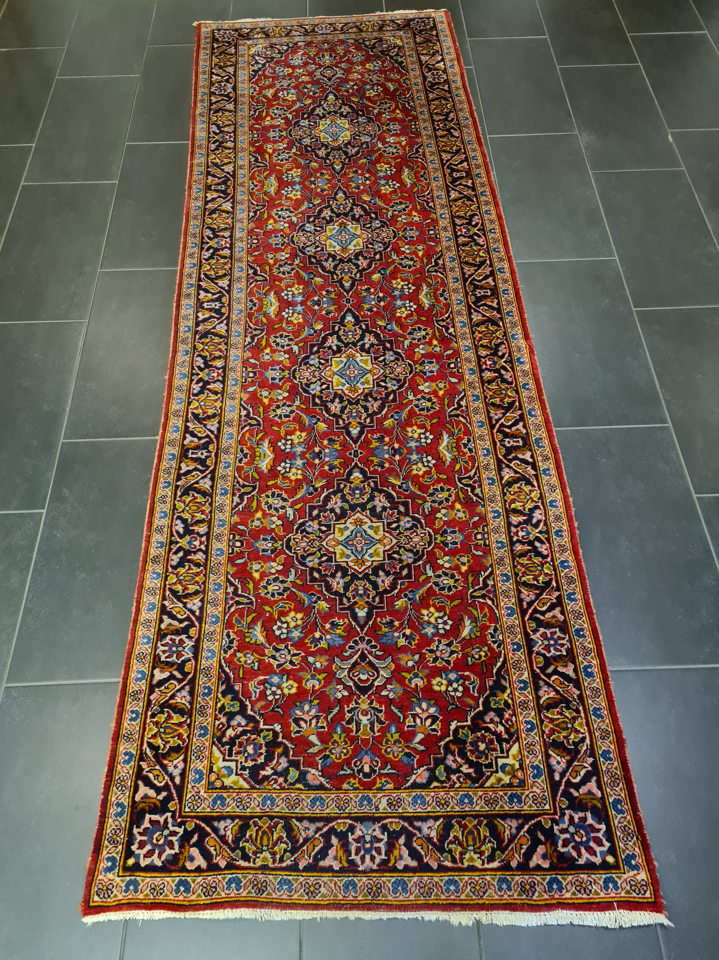 Perserteppich Orientteppich Handgeknüpfer Teppich Keshan 300x100cm