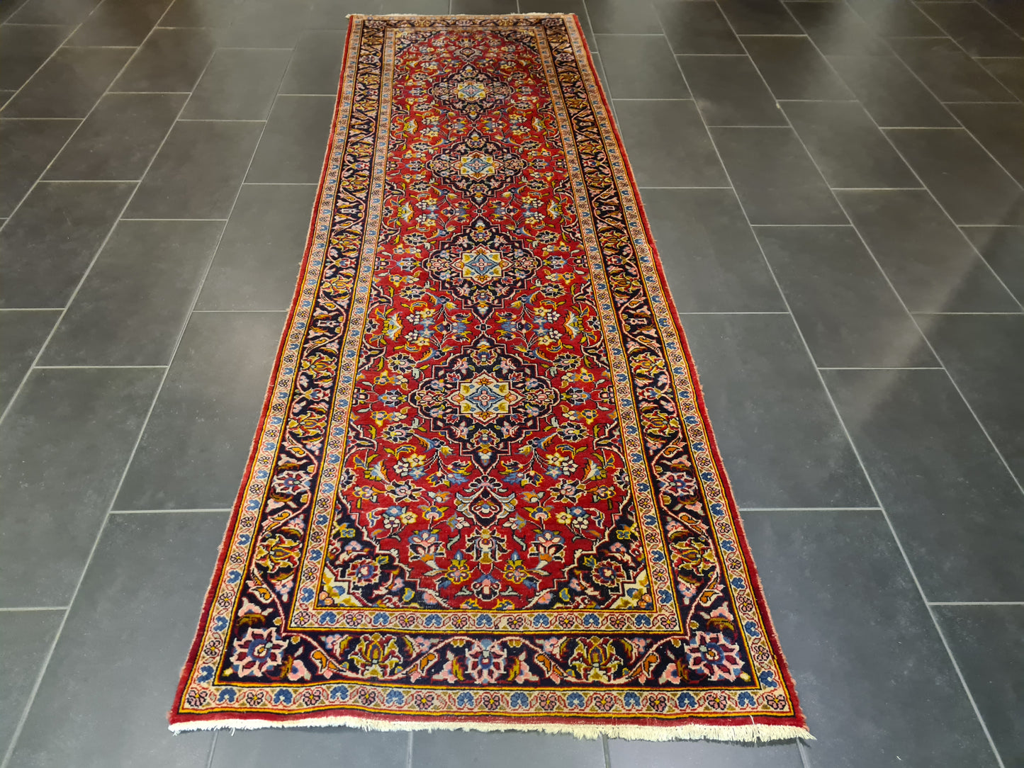 Perserteppich Orientteppich Handgeknüpfer Teppich Keshan 300x100cm