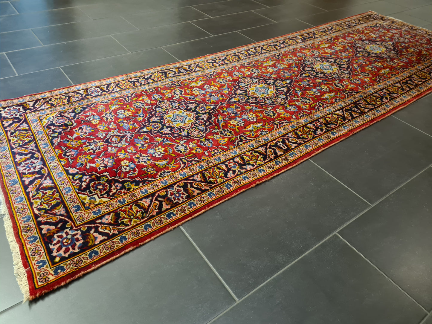 Perserteppich Orientteppich Handgeknüpfer Teppich Keshan 300x100cm