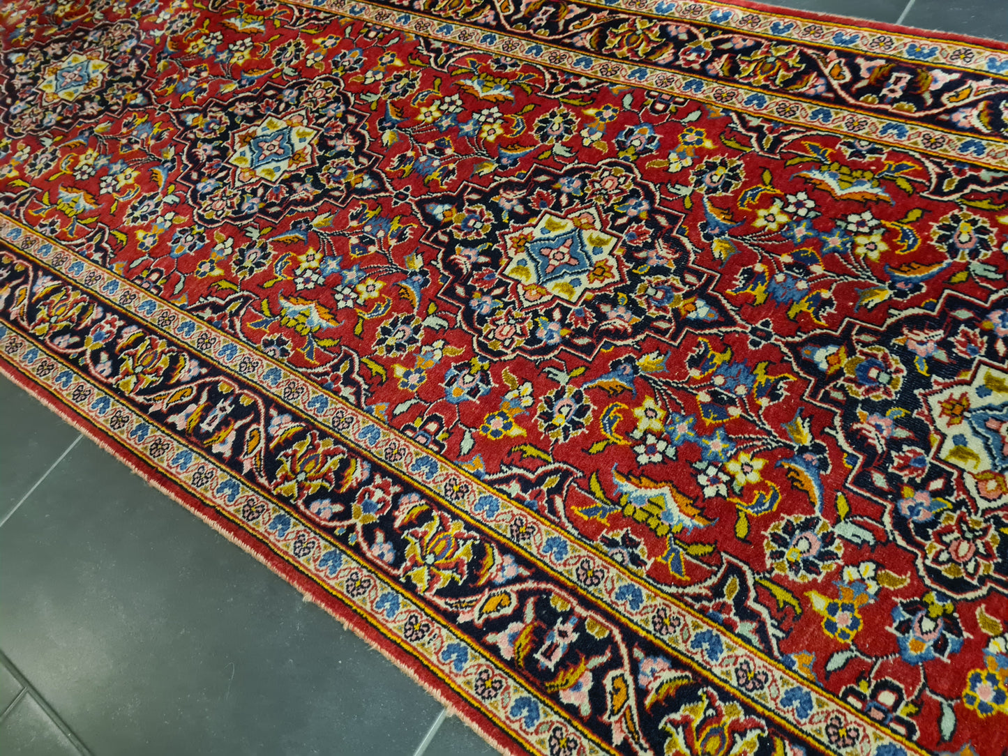 Perserteppich Orientteppich Handgeknüpfer Teppich Keshan 300x100cm