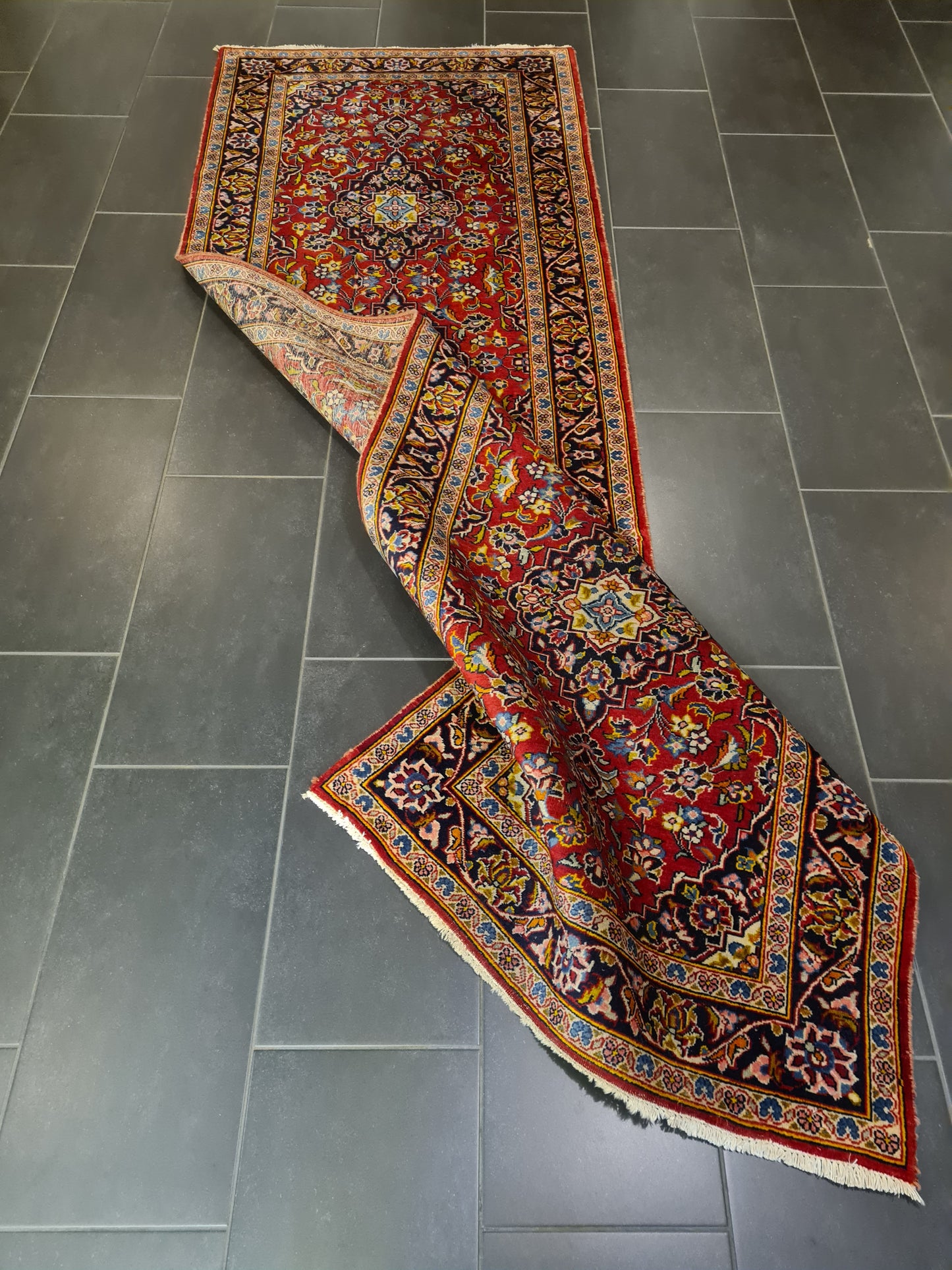 Perserteppich Orientteppich Handgeknüpfer Teppich Keshan 300x100cm