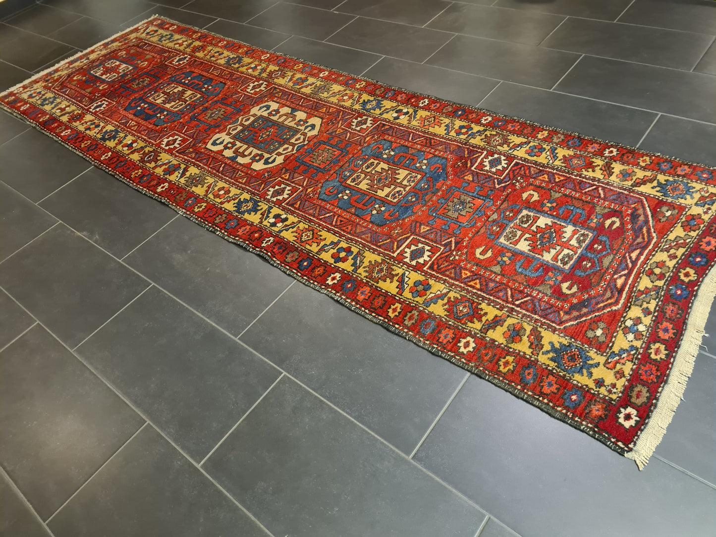 Perserteppich Orientteppich Handgeknüpfter Heris Teppich 320x105cm