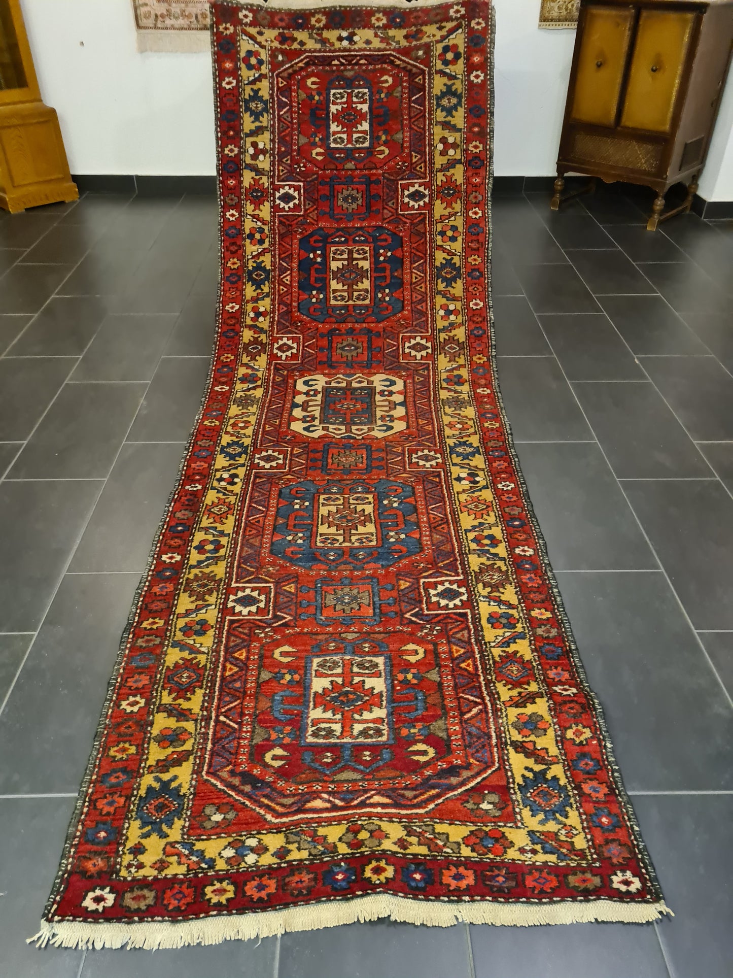 Perserteppich Orientteppich Handgeknüpfter Heris Teppich 320x105cm