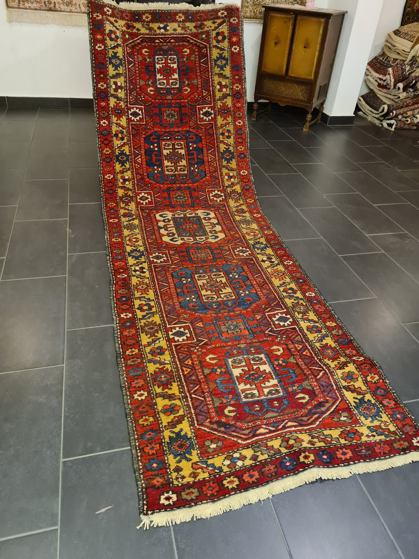 Perserteppich Orientteppich Handgeknüpfter Heris Teppich 320x105cm